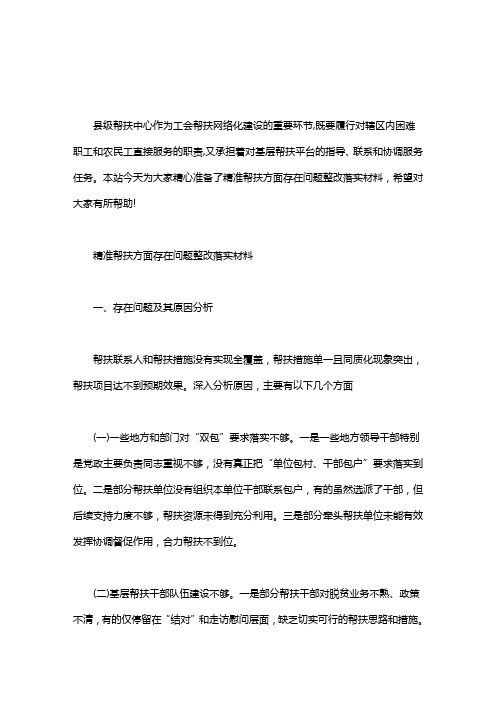 精准帮扶方面存在问题整改落实材料