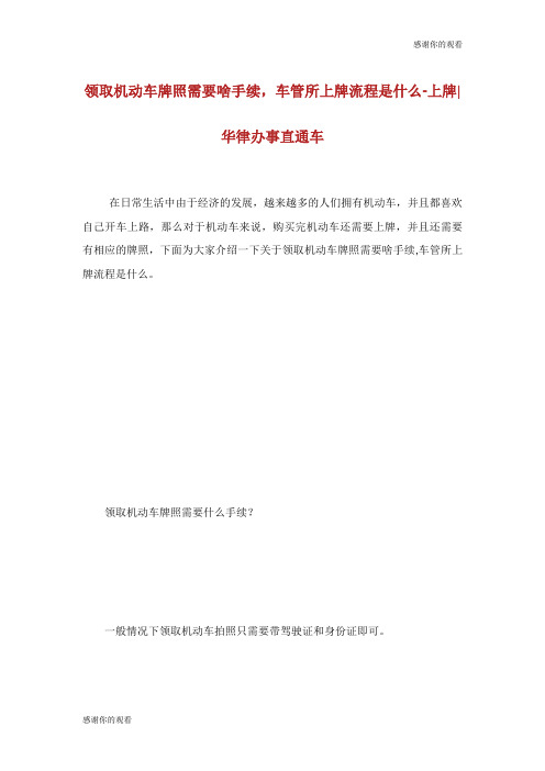 领取机动车牌照需要啥手续,车管所上牌流程是什么上牌.doc