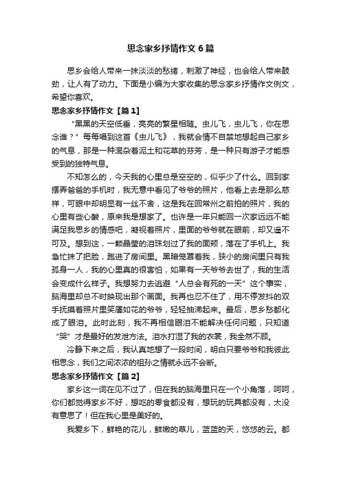 思念家乡抒情作文6篇