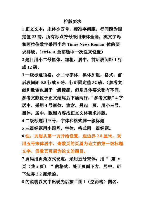排版要求