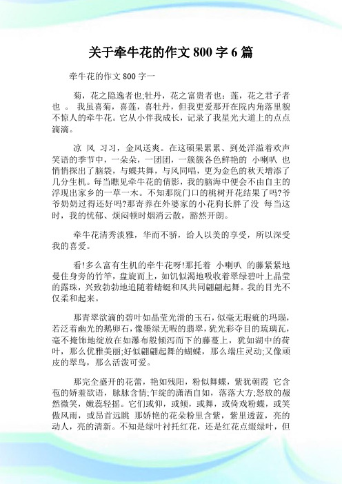 关于牵牛花的作文800字6篇.doc