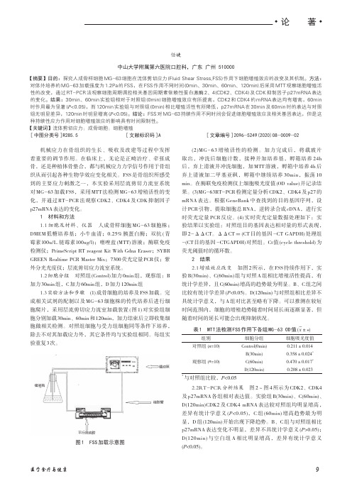 流体剪切应力对成骨细胞增殖效应及细胞周期的影响研究