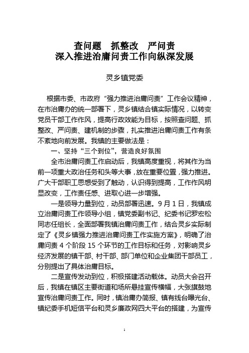 治庸问责工作经验交流材料(改后)