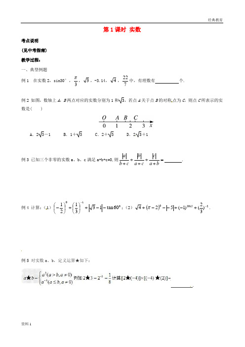 江苏省无锡市宜兴市2019中考数学一轮复习第01课时实数无答案201905253136