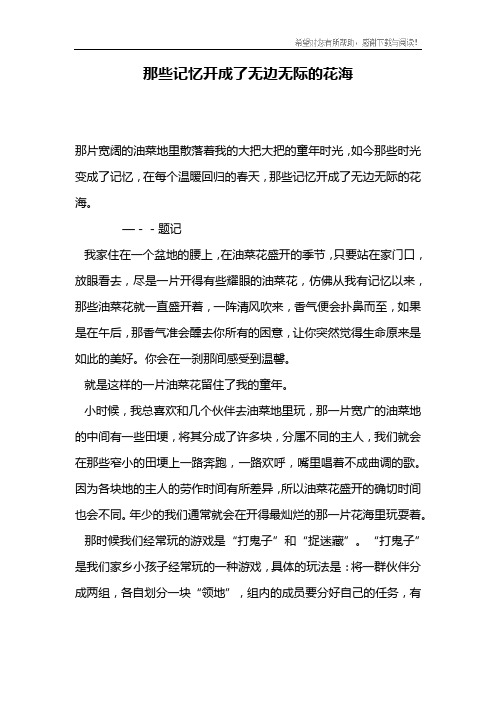 那些记忆开成了无边无际的花海
