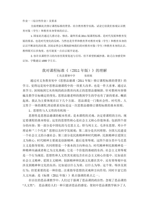 作业一综合性作业及要求