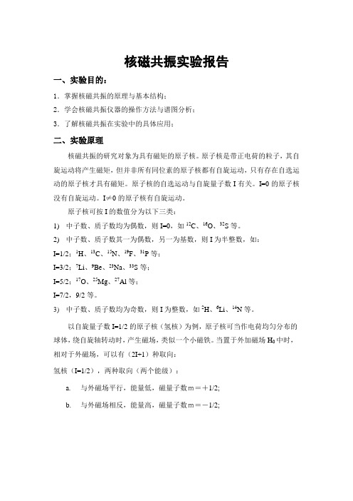核磁共振实验报告