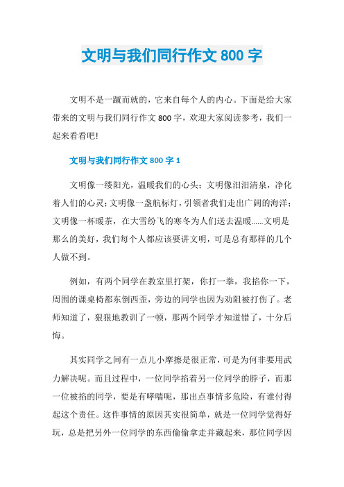 文明与我们同行作文800字