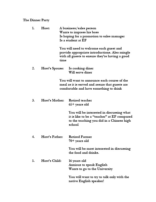 Role Play 4 - The Dinner Party
