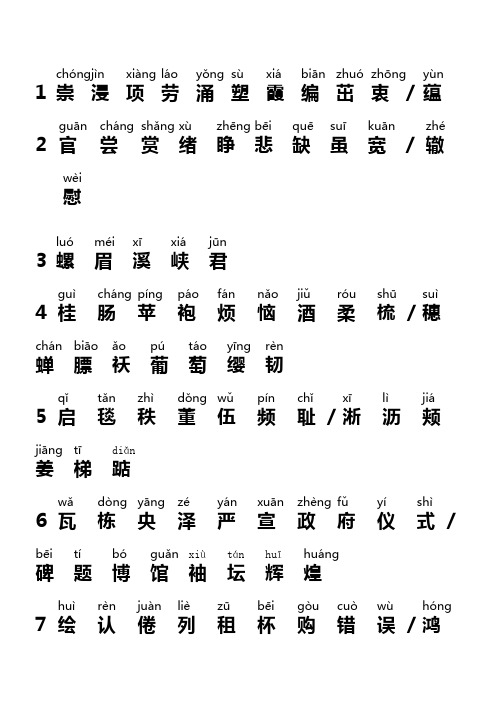 苏教版四年级上册生字表(含拼音)