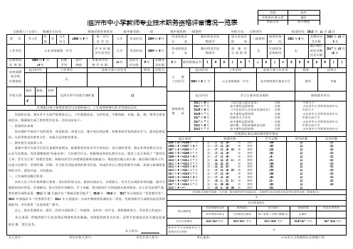 临沂市中小学教师专业技术职务资格评审情况一览表