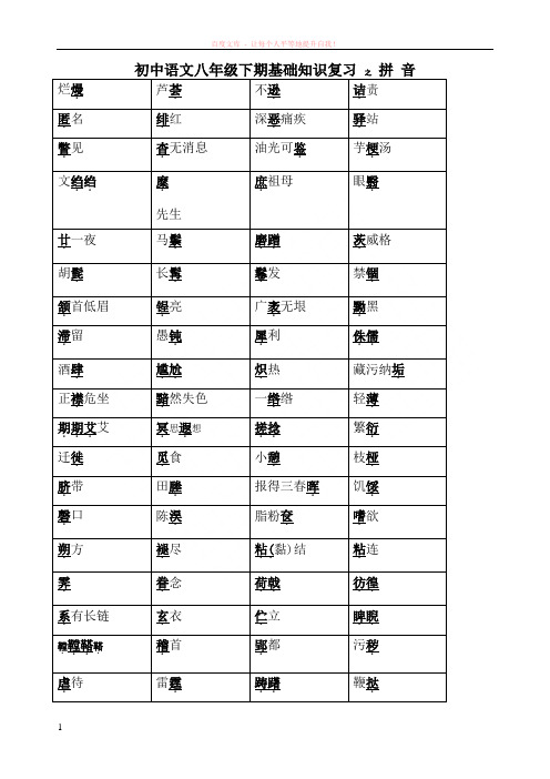 八年级语文生字词专项复习(注音)