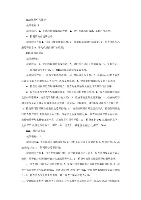 默纳克故障代码及处理方案