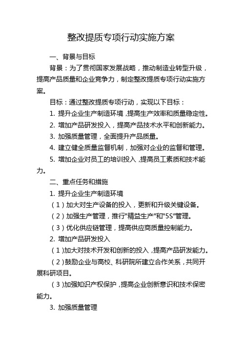 整改提质专项行动实施方案