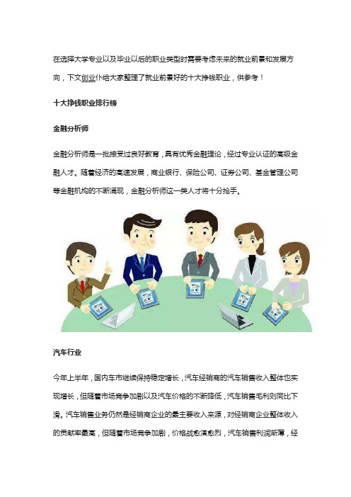 十大挣钱行业,好项目不等人