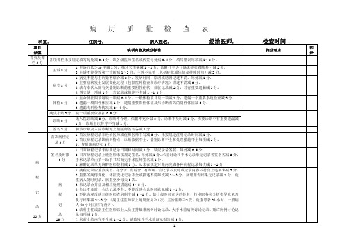 病历质量检查表