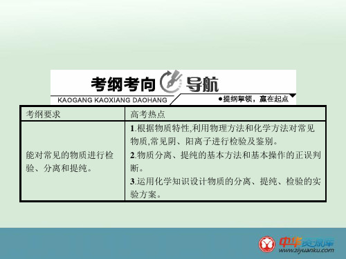 届高考化学一轮复习102《物质的检验分离和提纯》(鲁科版)资料PPT课件
