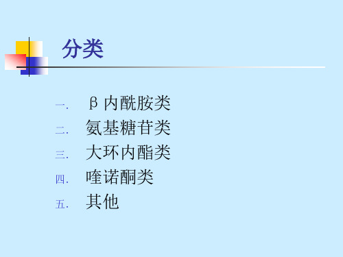 抗生素分类及代表药物精要