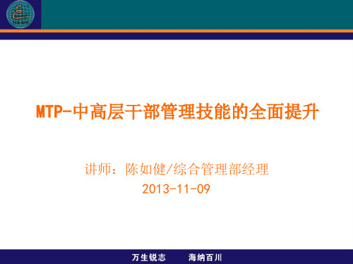 MTP-中高层干部管理技能的全面提升ppt课件