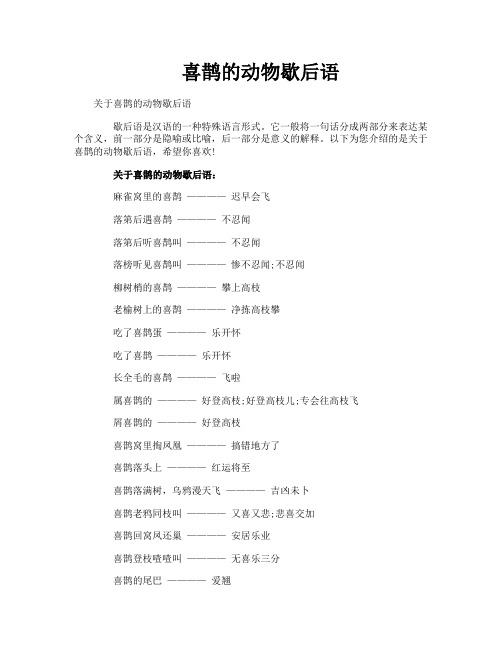 喜鹊的动物歇后语