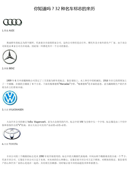 32种名车标志的来历