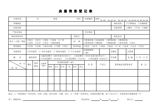 房屋信息登记表【模板】