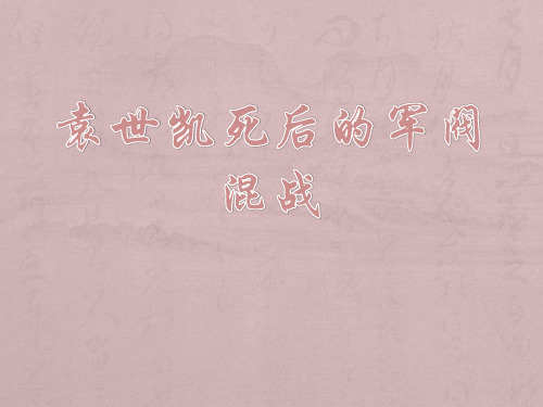 袁世凯死后的军阀混乱