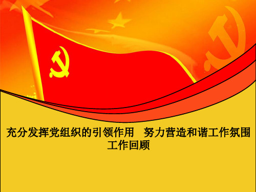 充分发挥党组织的引领作用,努力营造和谐工作氛围