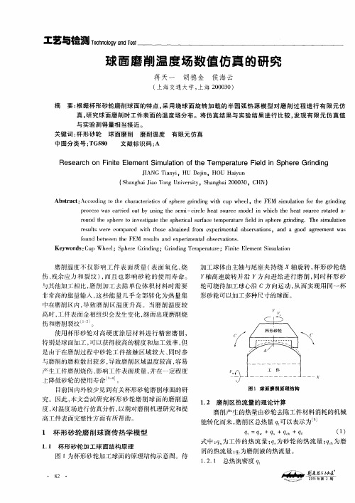 球面磨削温度场数值仿真的研究