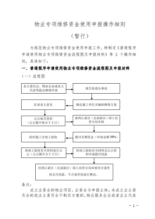 物业专项维修资金使用申报操作细则资料