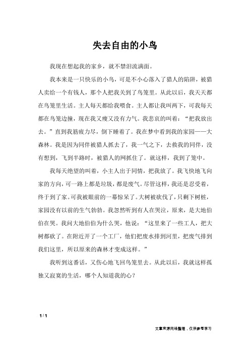 失去自由的小鸟_单元作文