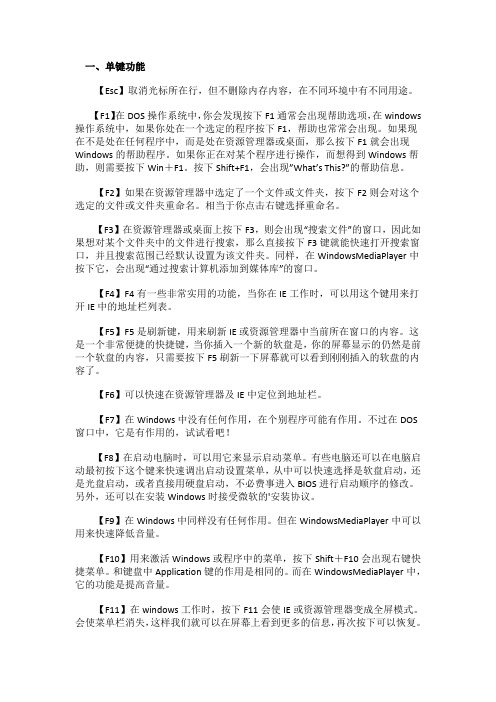 电脑键盘功能基础知识介绍