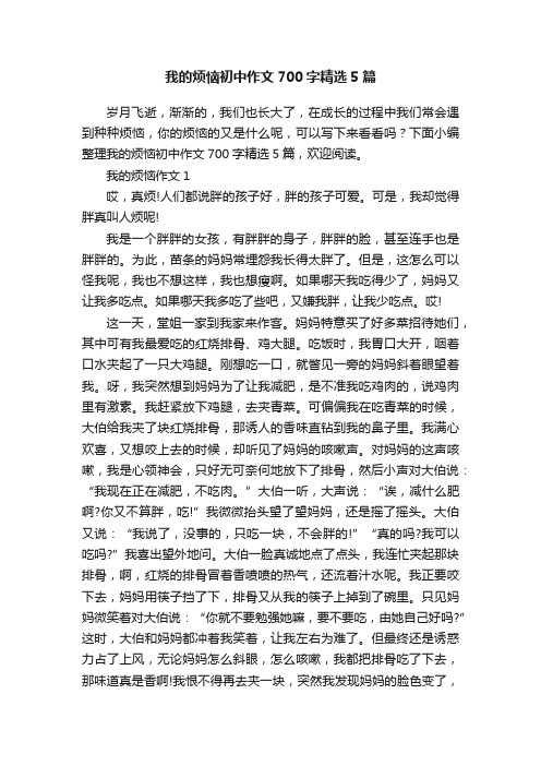 我的烦恼初中作文700字精选5篇