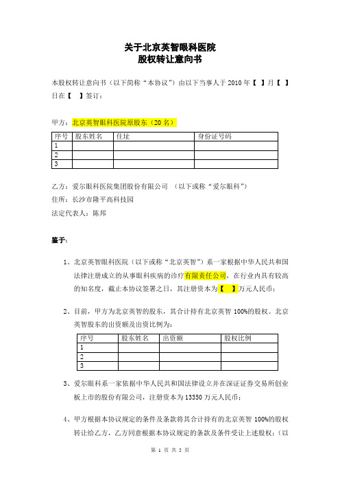 合作意向书(草稿)