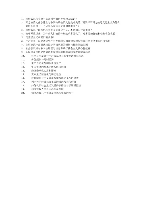马原的20个问题