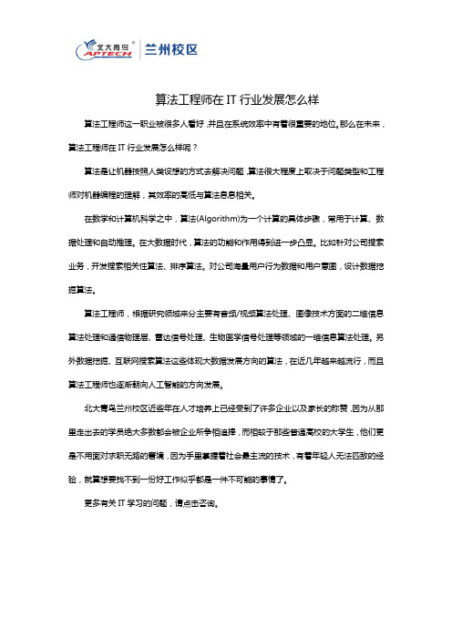 算法工程师在IT行业发展怎么样