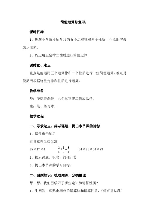 数学北师大版六年级下册简便运算(总复习)