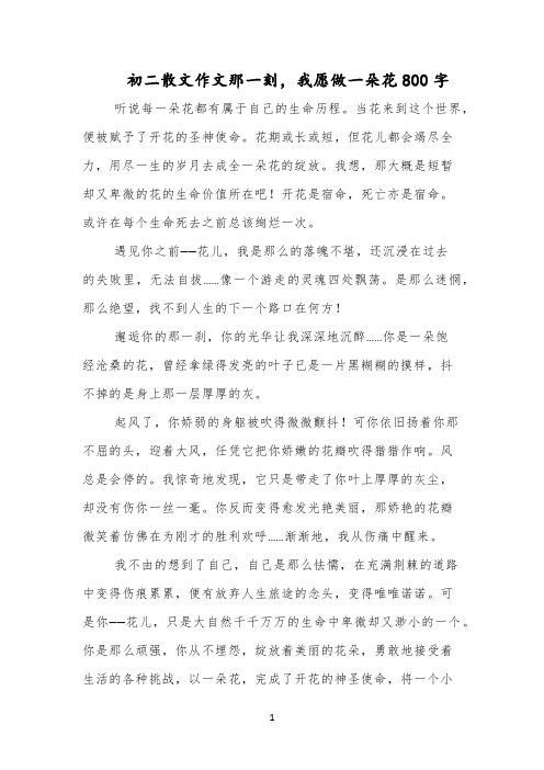 初二散文作文那一刻,我愿做一朵花800字
