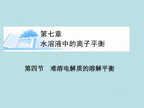 2015届高考化学总复习 第七章 第四节难溶电解质的溶解平衡精讲课件