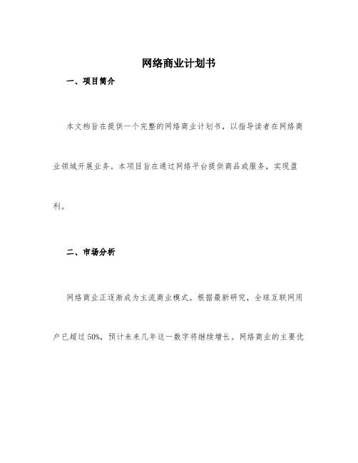 网络商业计划书