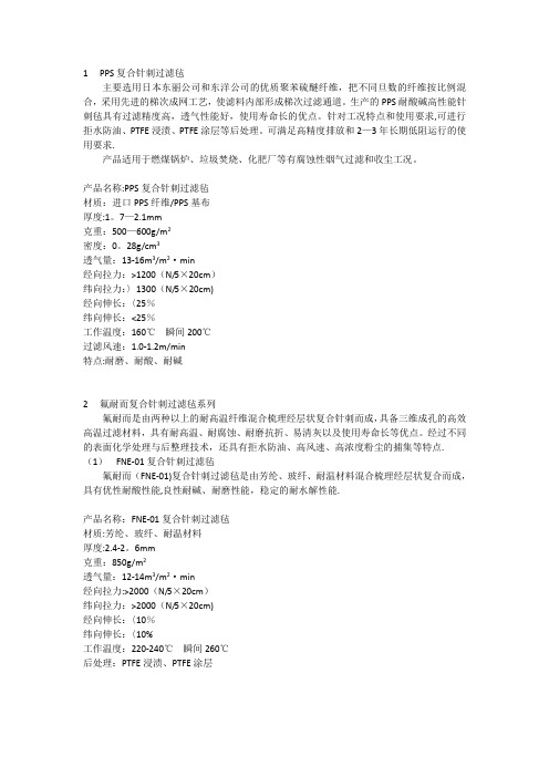 各类过滤材料