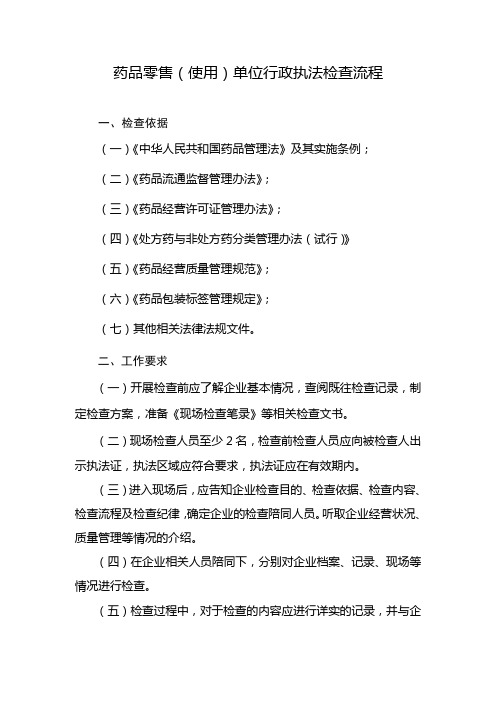 药品零售(使用)单位行政执法检查流程