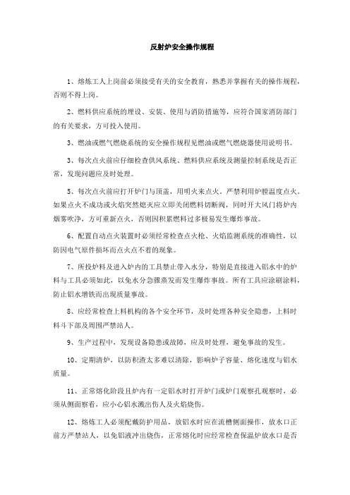001反射炉安全操作规程