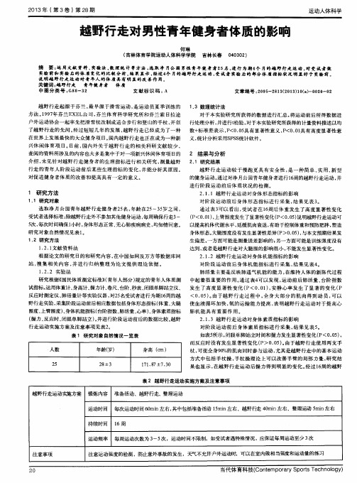 越野行走对男性青年健身者体质的影响