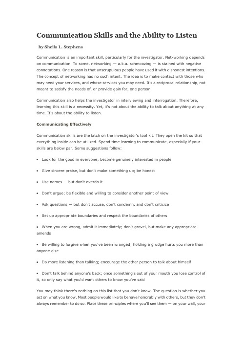 Communication Skills&the Ability to Listen