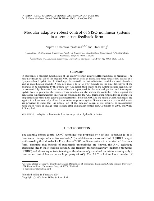 INTERNATIONAL JOURNAL OF ROBUST AND NONLINEAR CONTROL
