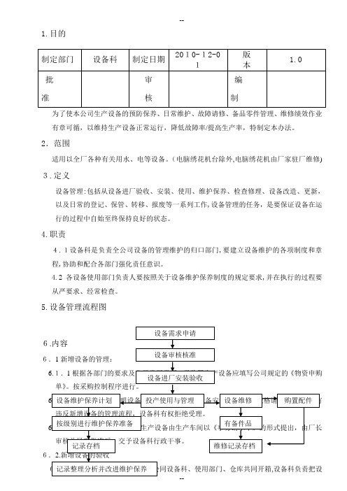 06生产设备管理与维护程序