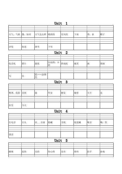 外研版小学二年级英语单词表下册(一年级起)默写强化练习复习测试