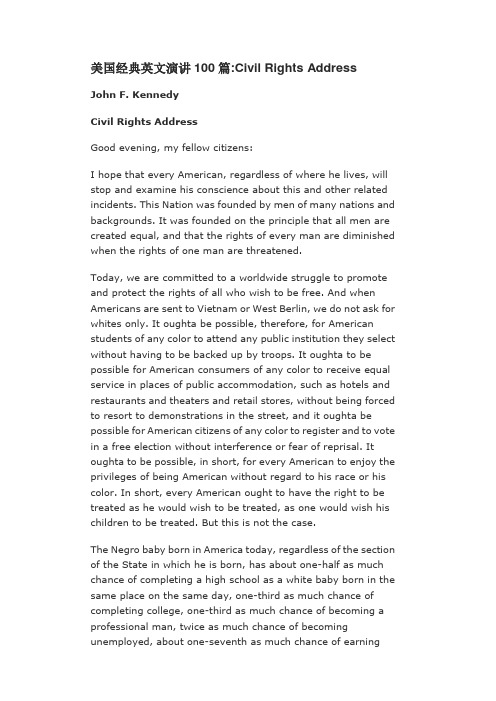 美国经典英文演讲100篇Civil_Rights_Address