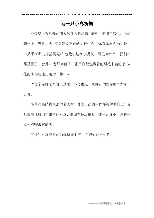 为一只小鸟祈祷
